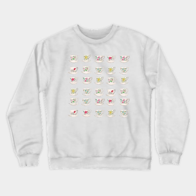 Grandma's Vintge Teacups Watercolour Crewneck Sweatshirt by louendicott